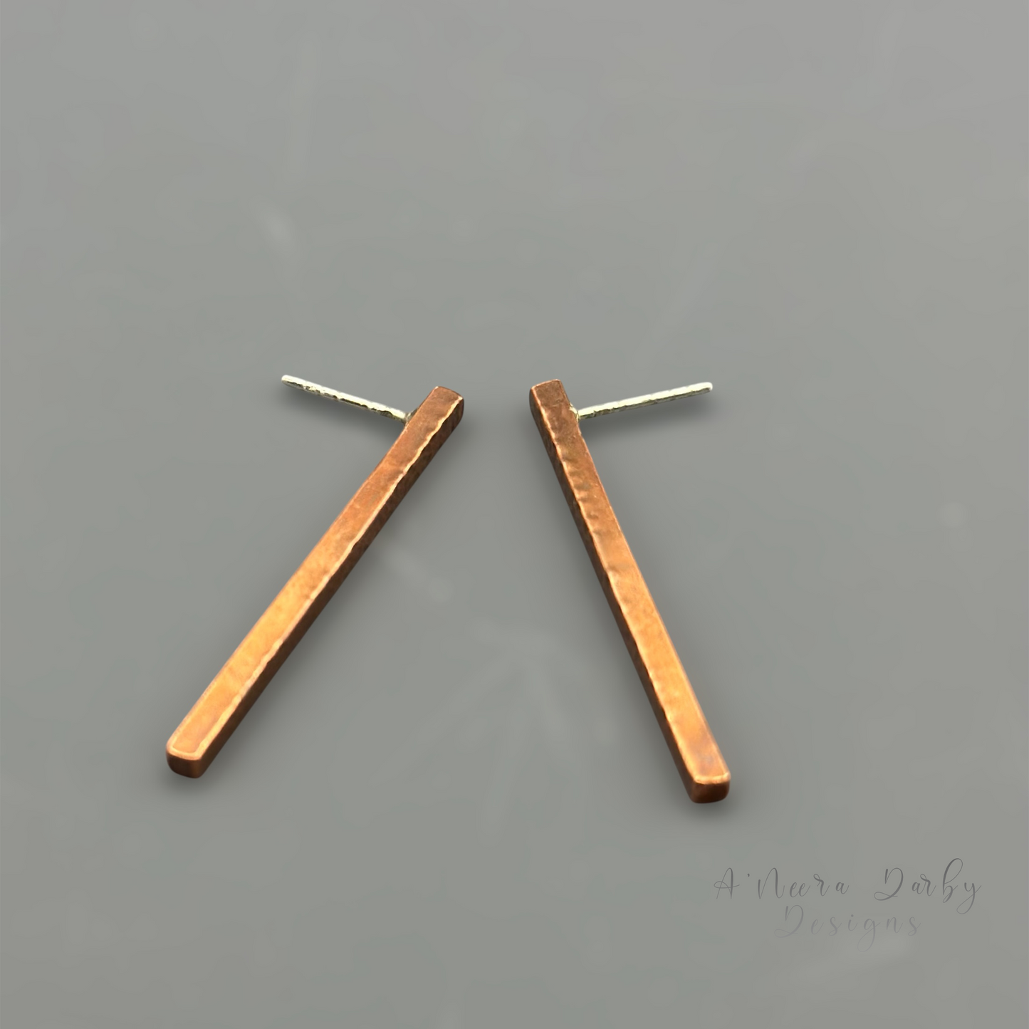 Minimalist Copper Bar Earrings