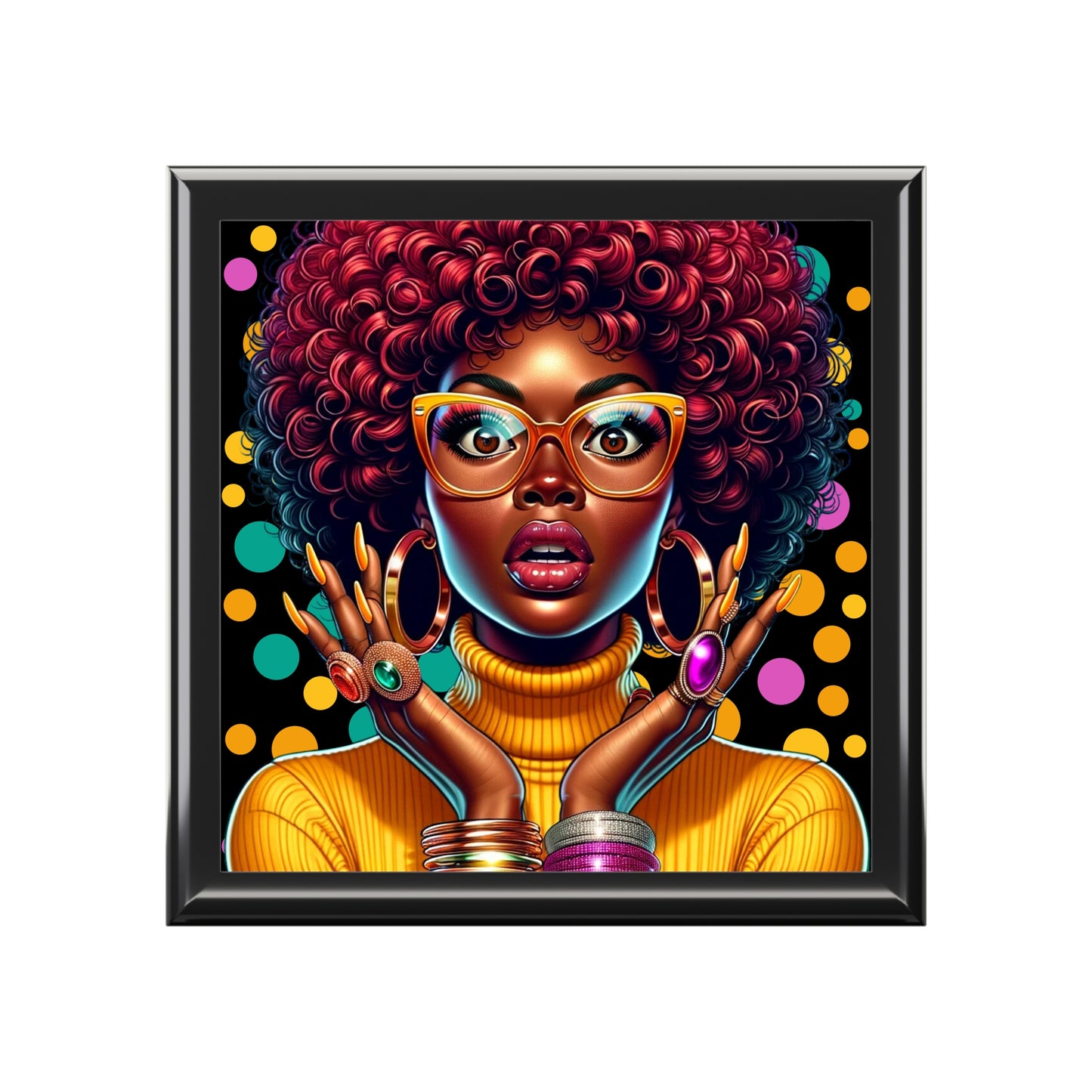 Whimsical Afro Lady Jewelry Box