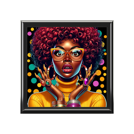 Whimsical Afro Lady Jewelry Box